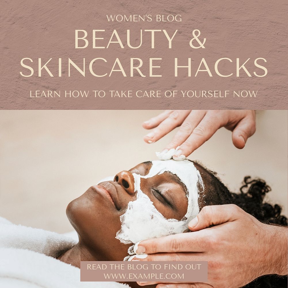 Beauty & skincare hacks Instagram post template, editable text