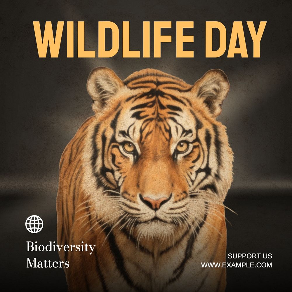 Wildlife day Instagram post template, editable text