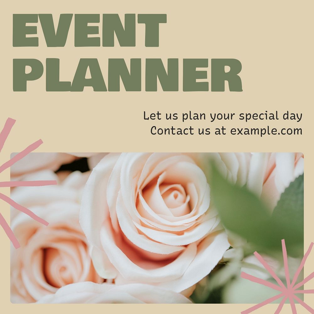 Event planner Instagram post template, editable text