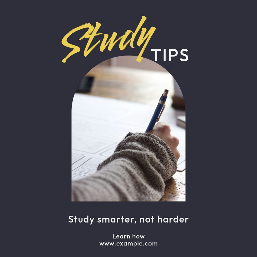 Study tips Instagram post template, editable text