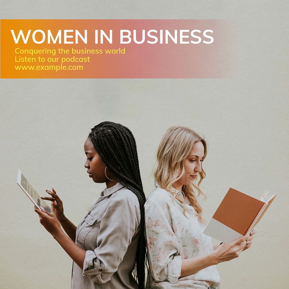 Women in business Instagram post template, editable text