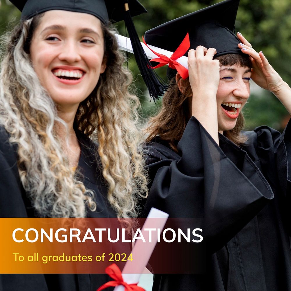 Graduation message Instagram post template, editable text