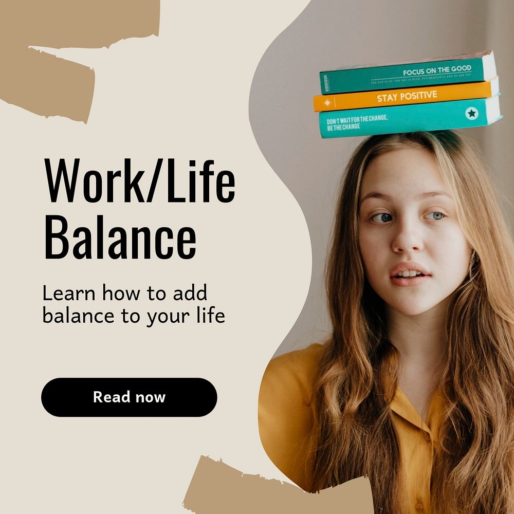 Work life balance post template, editable social media design