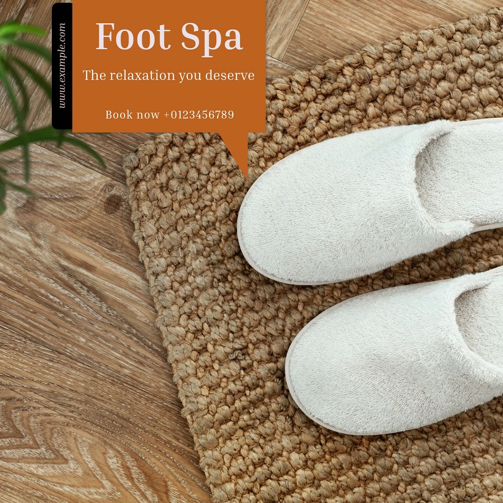 Foot spa Instagram post template, editable text