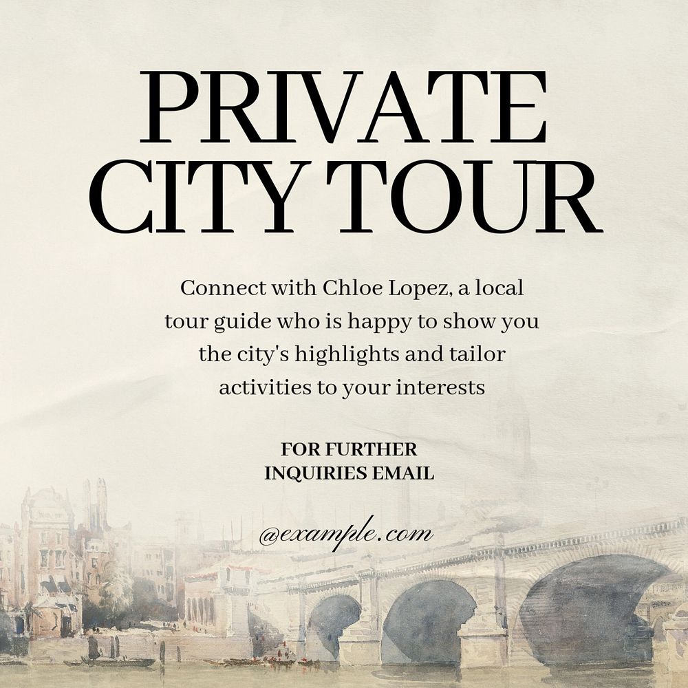 City tour guide Instagram post template, editable text