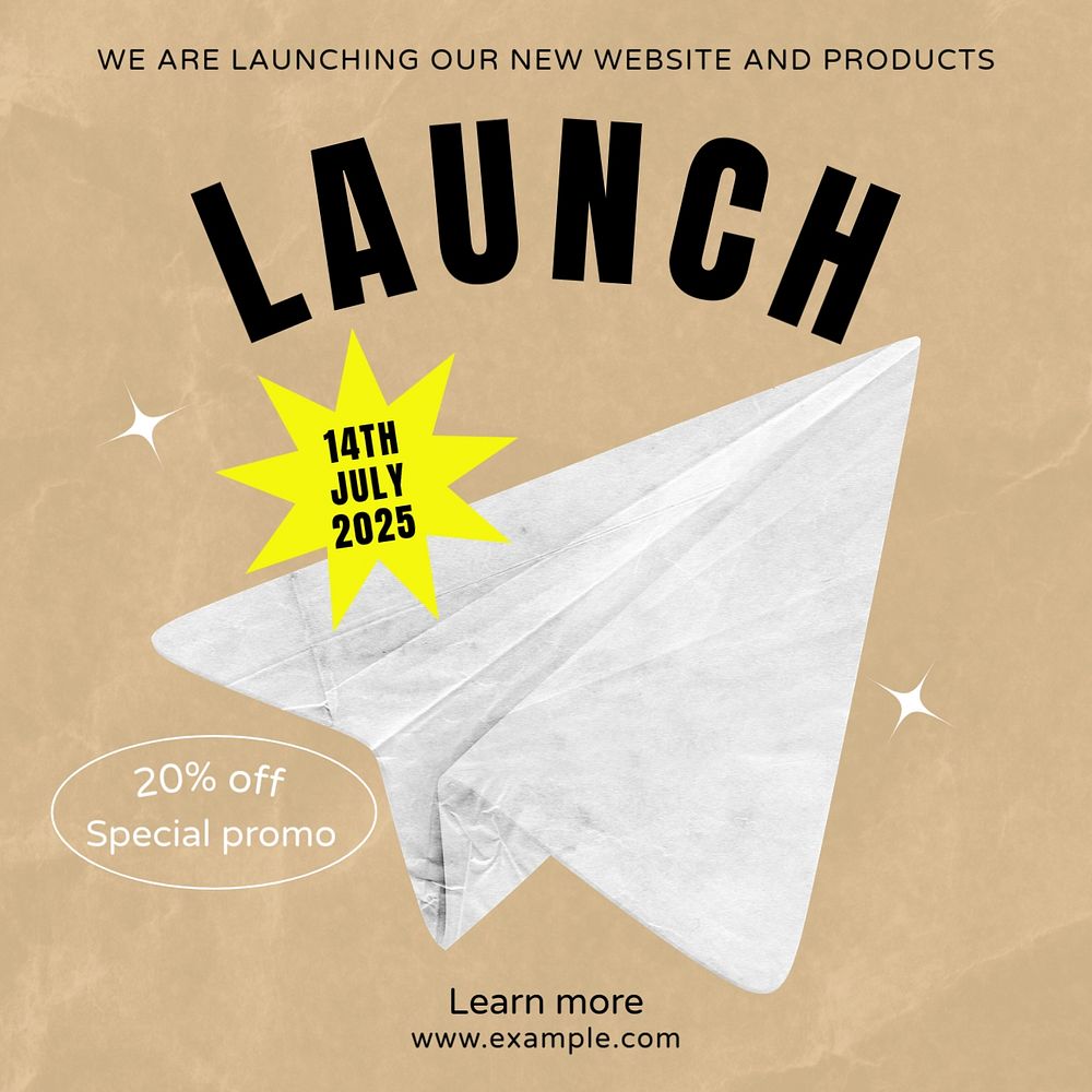 Business launch Instagram post template, editable text