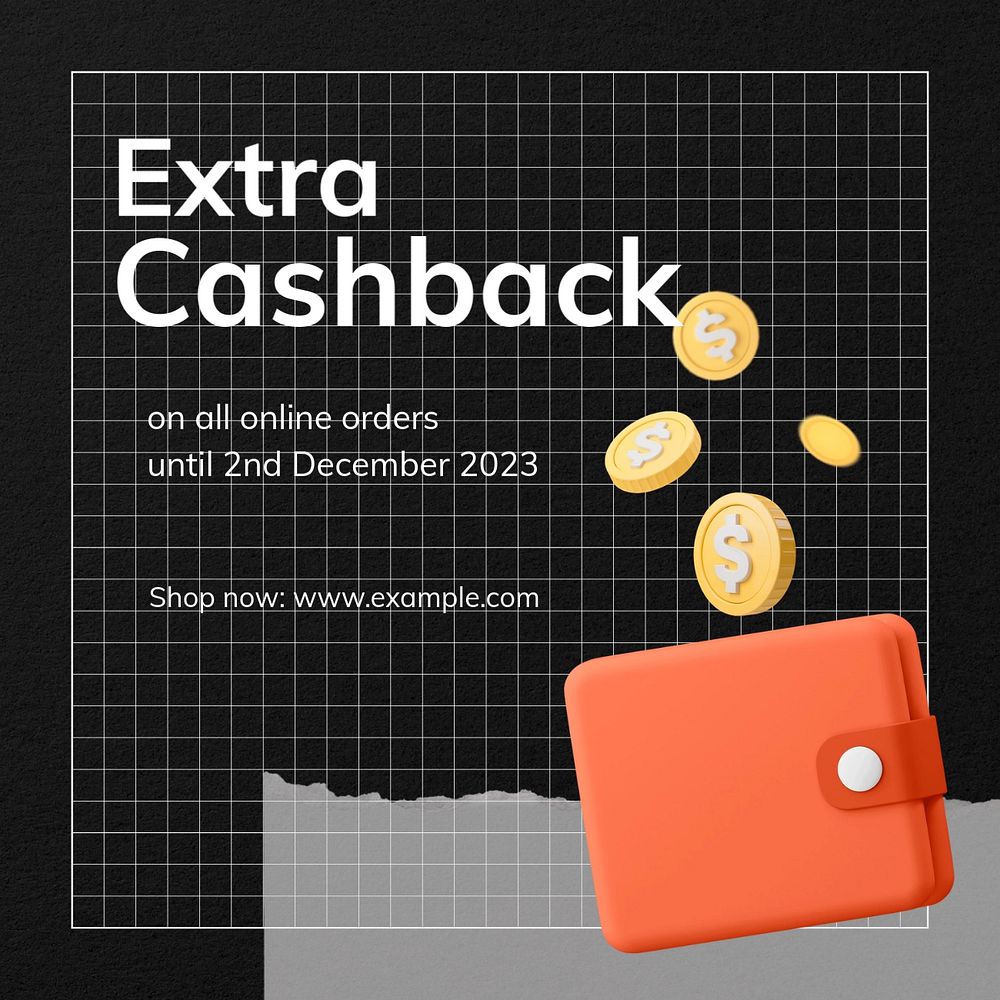 Cashback promotion Instagram post template, editable text