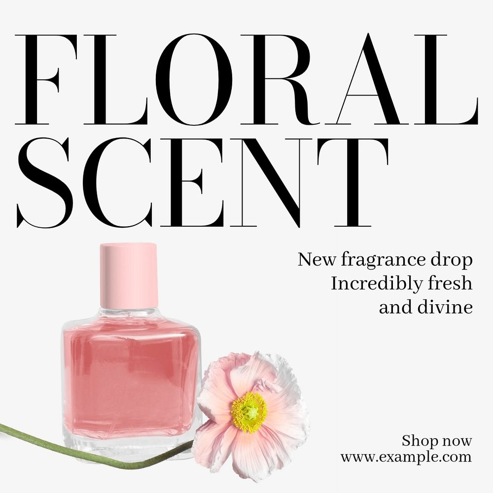 Floral perfume Instagram post template, editable text