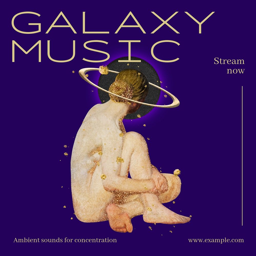 Galaxy music Instagram post template, editable text