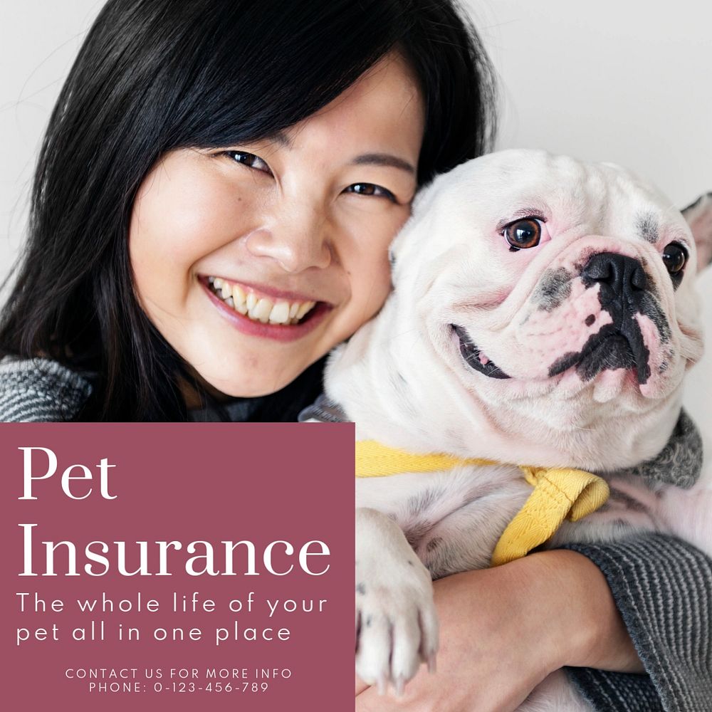 Pet insurance Instagram post template, editable text