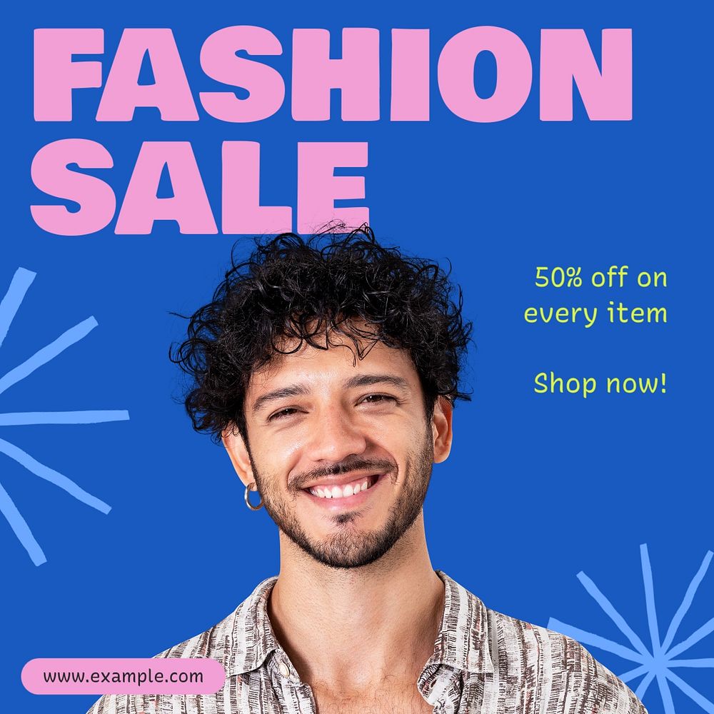 Fashion sale Instagram post template, editable text