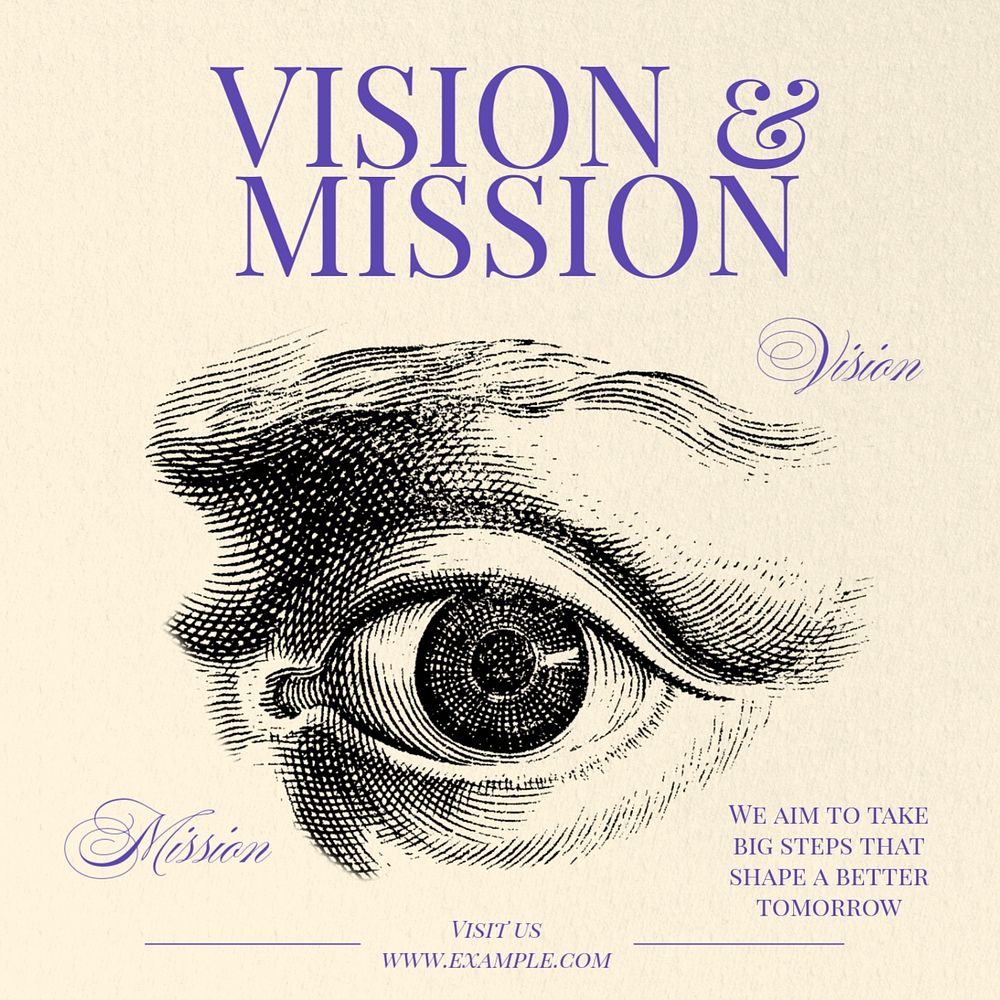 Company vision & mission Instagram post template, editable text