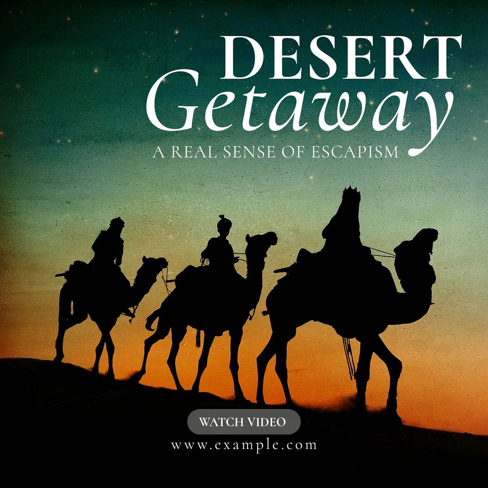 Desert getaway Instagram post template, editable text