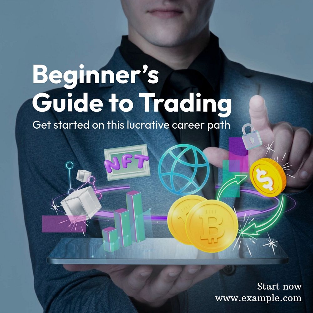 Trading guide Instagram post template, editable text