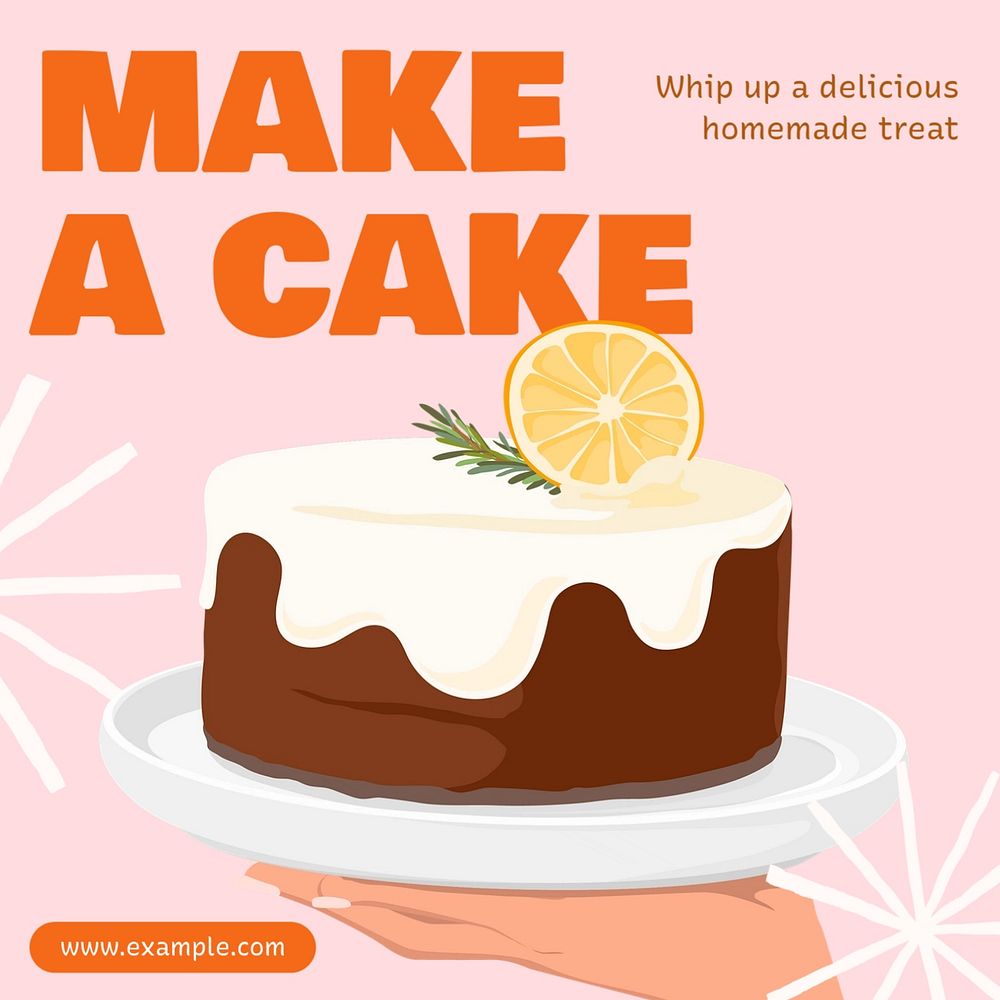 Cake making Instagram post template, editable text