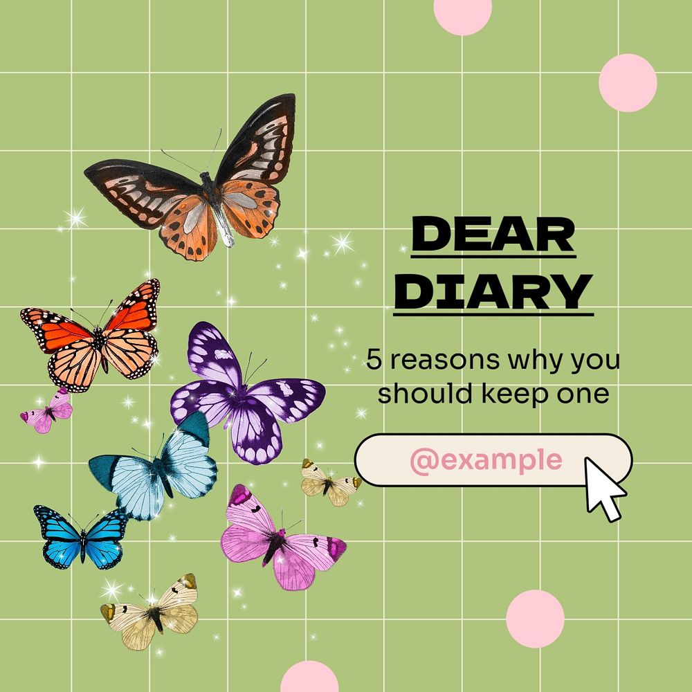 Dear diary Instagram post template, editable text