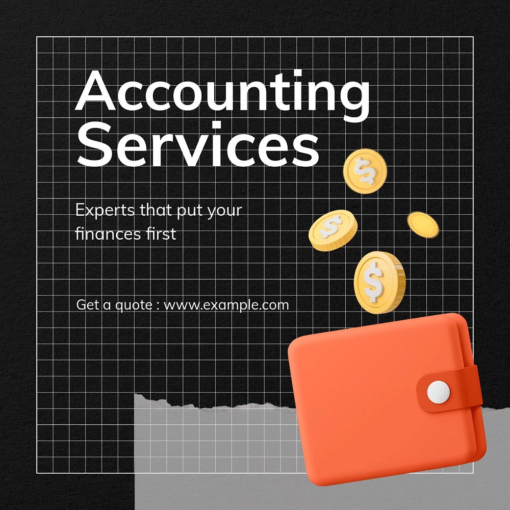 Accounting services Instagram post template, editable text