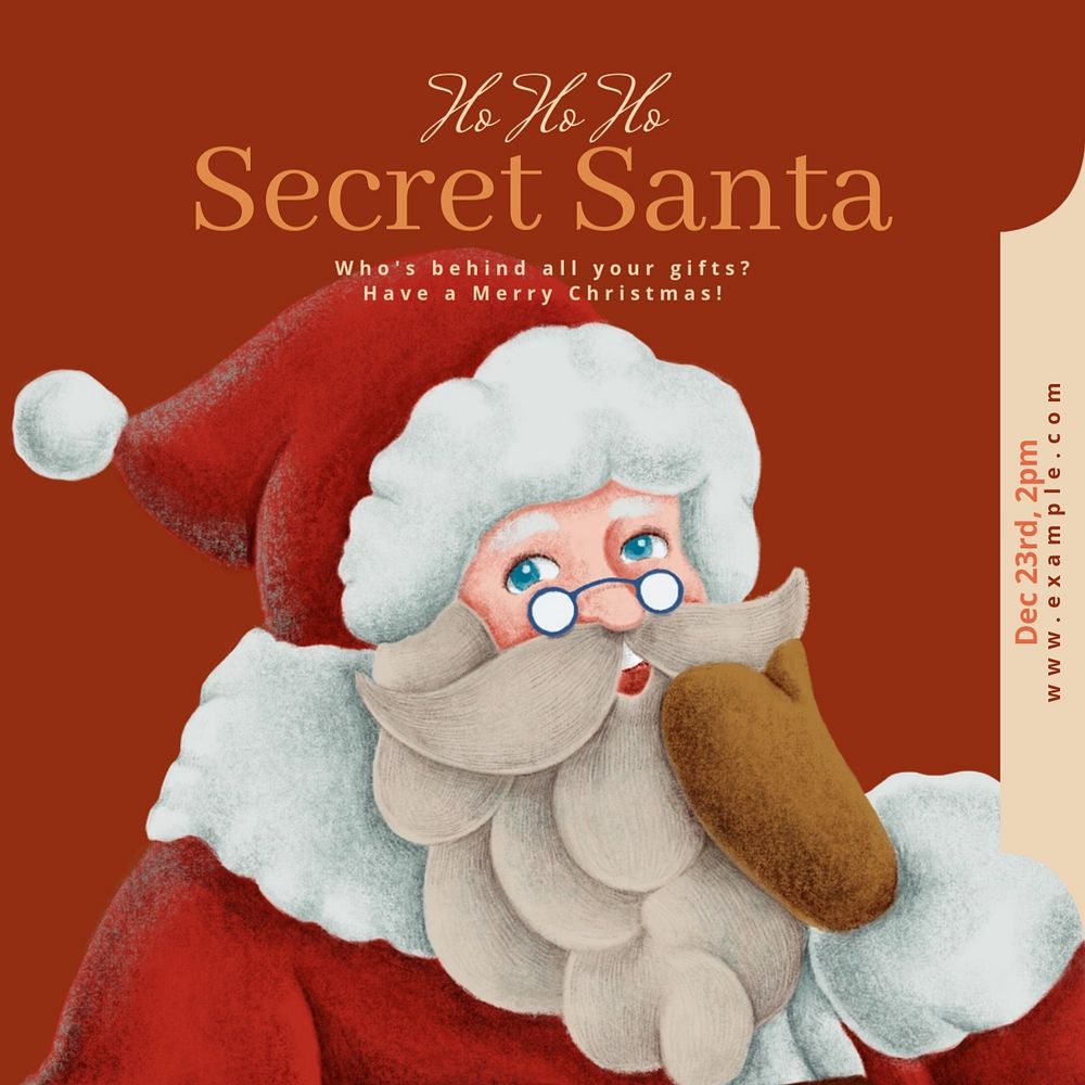 Secret santa Instagram post template, editable text