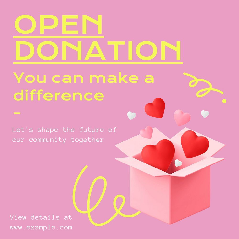 Open donation Instagram post template, editable text