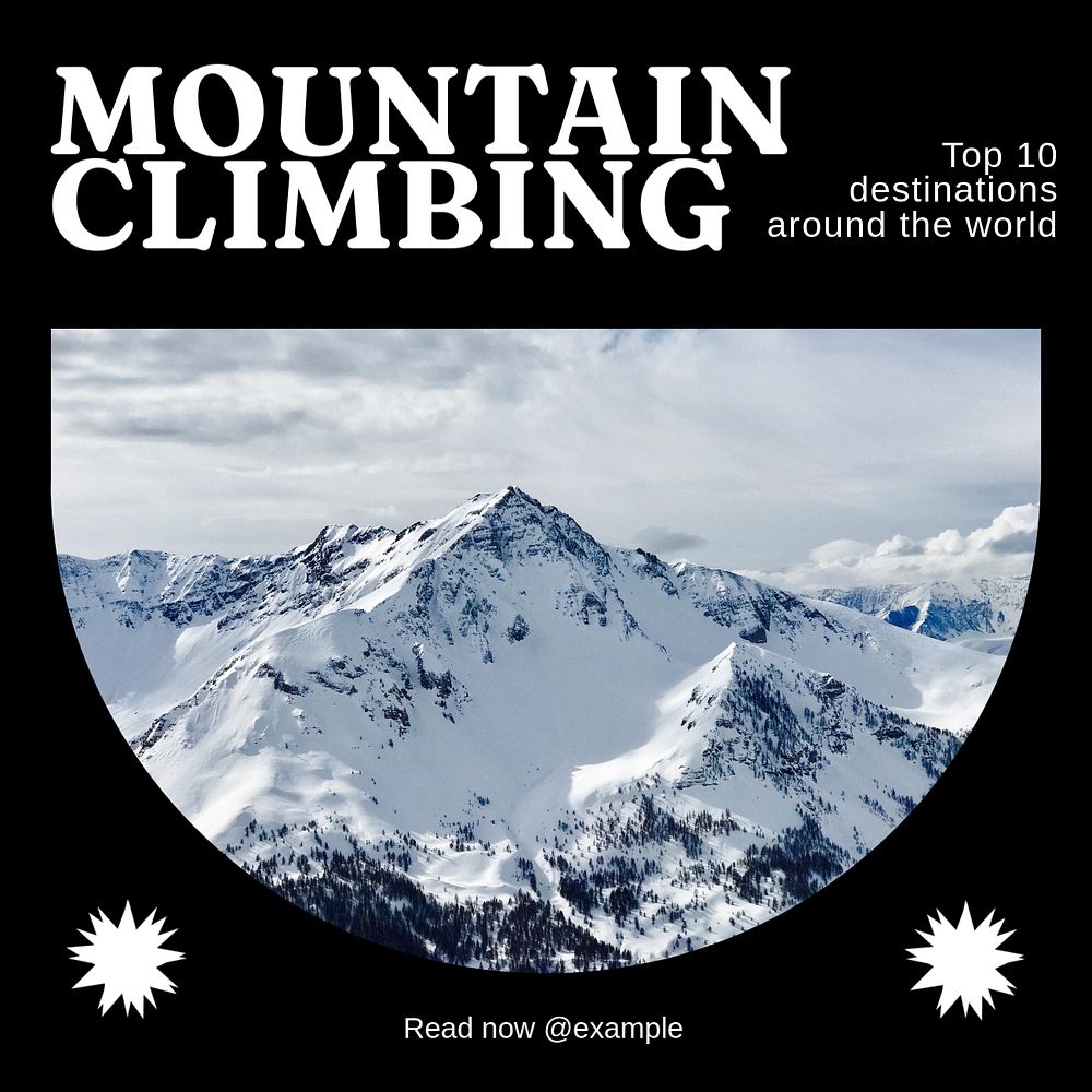 Mountain climbing Instagram post template, editable text