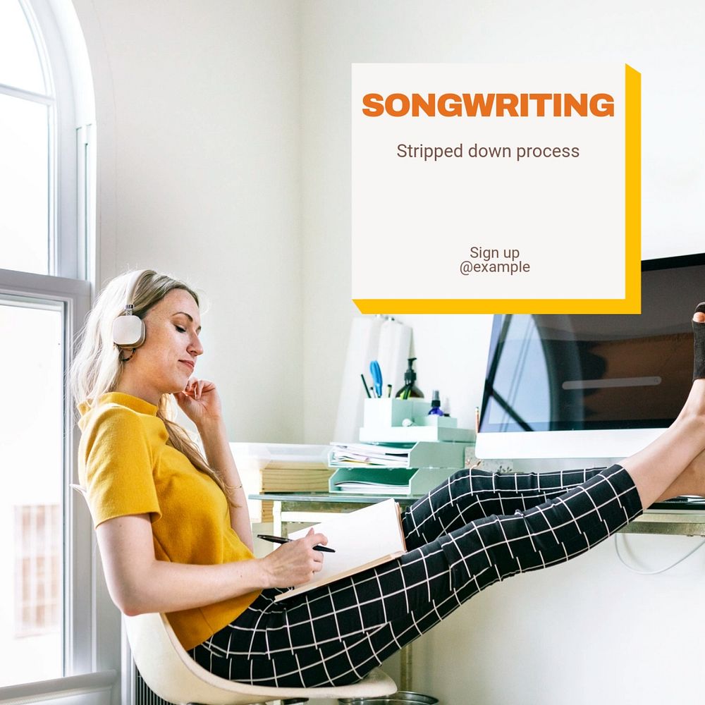 Songwriting  Instagram post template, editable text