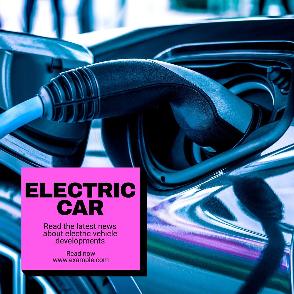 Electric car Instagram post template, editable text