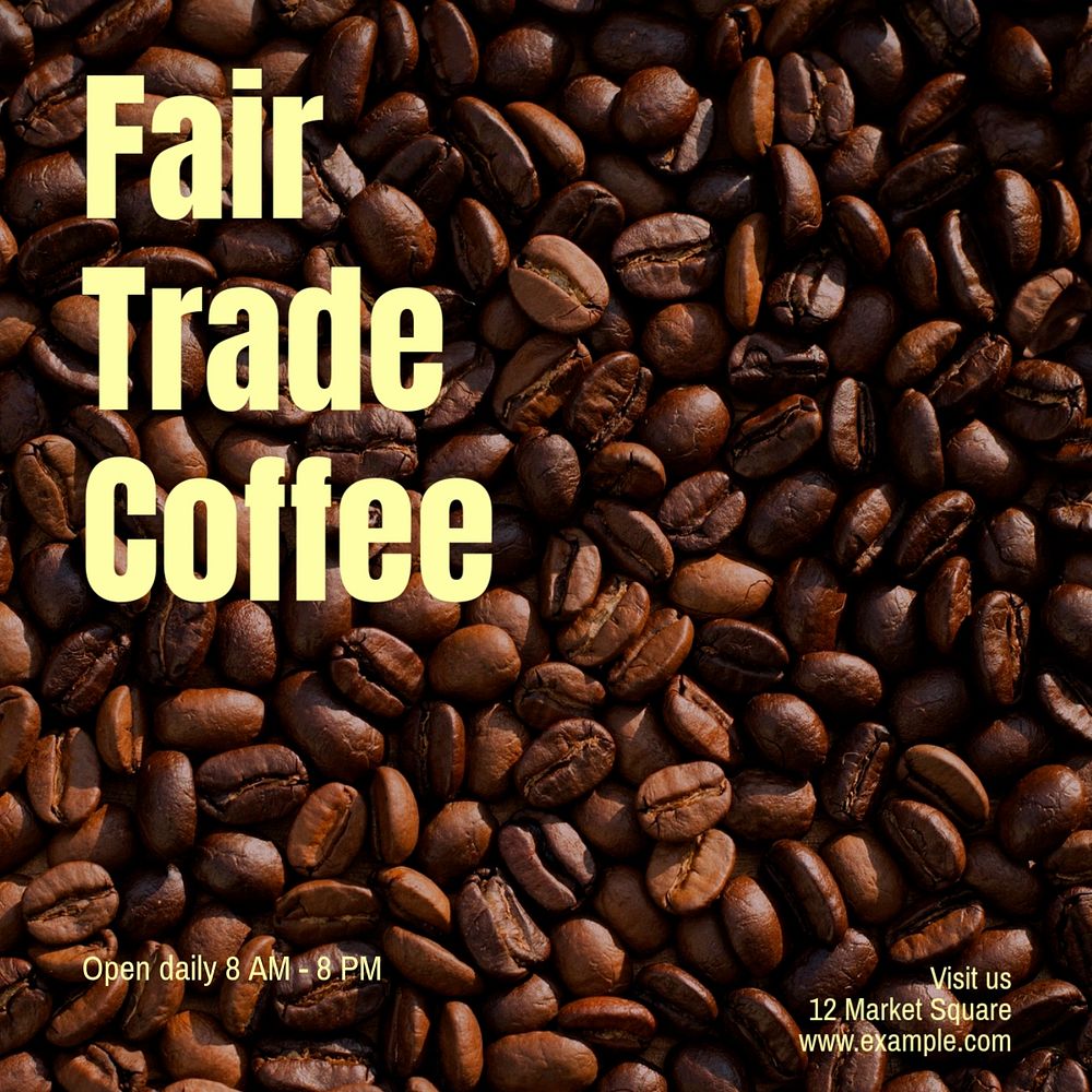 Fair trade coffee Instagram post template, editable text