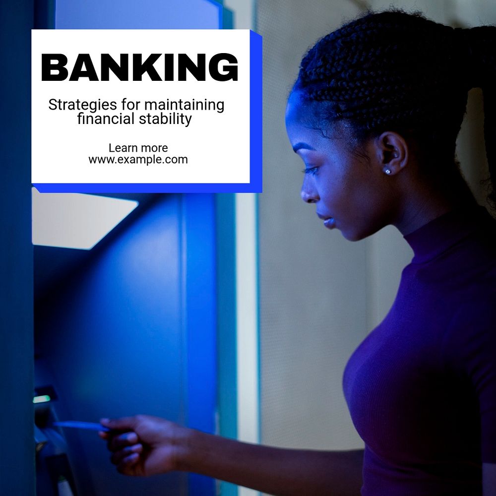 Banking Instagram post template, editable text