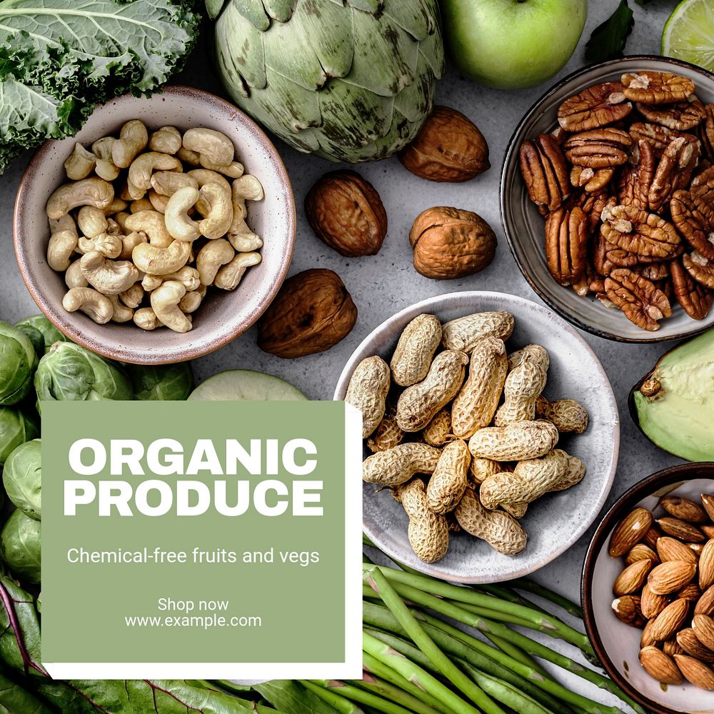 Organic produce Instagram post template, editable text