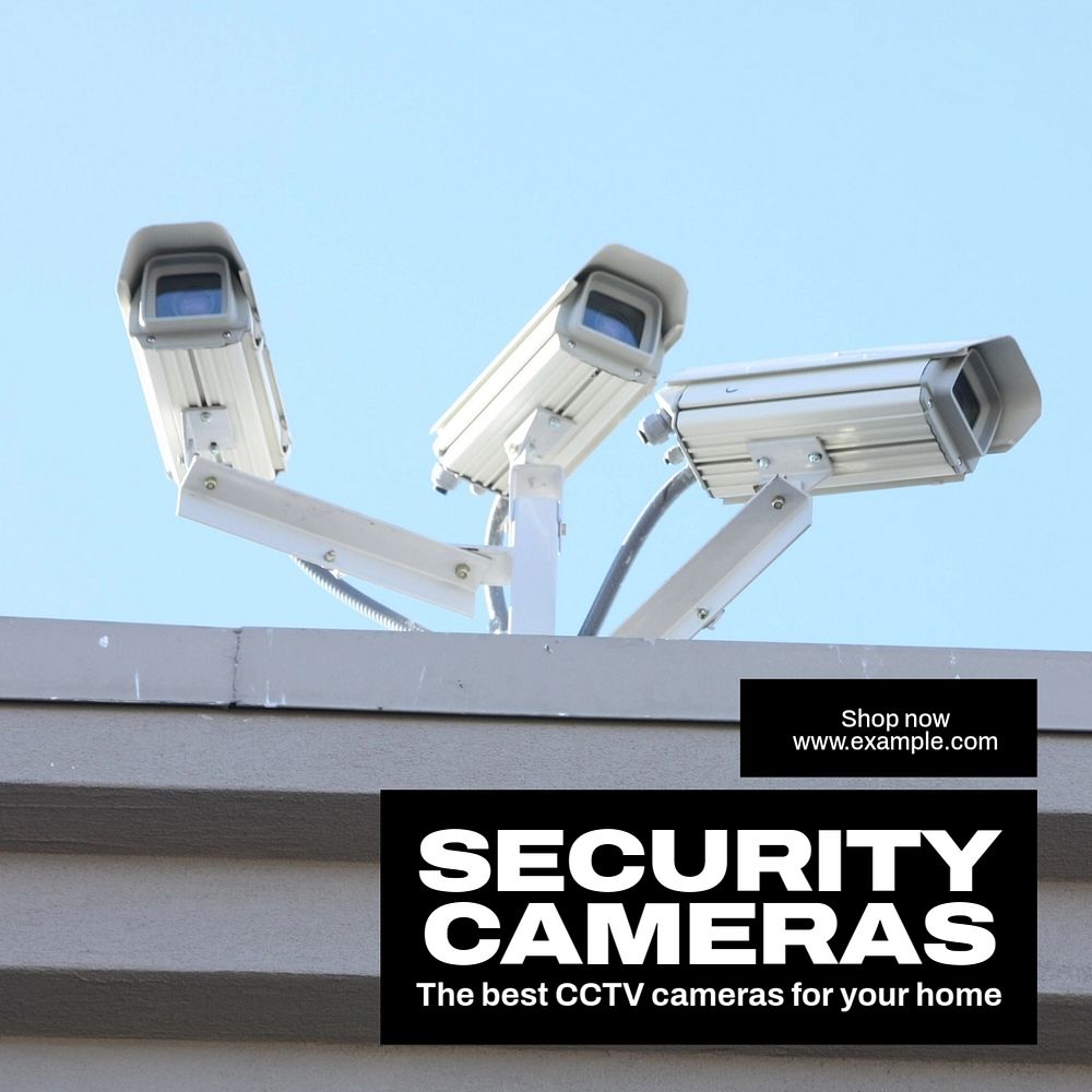 Security cameras Instagram post template, editable text