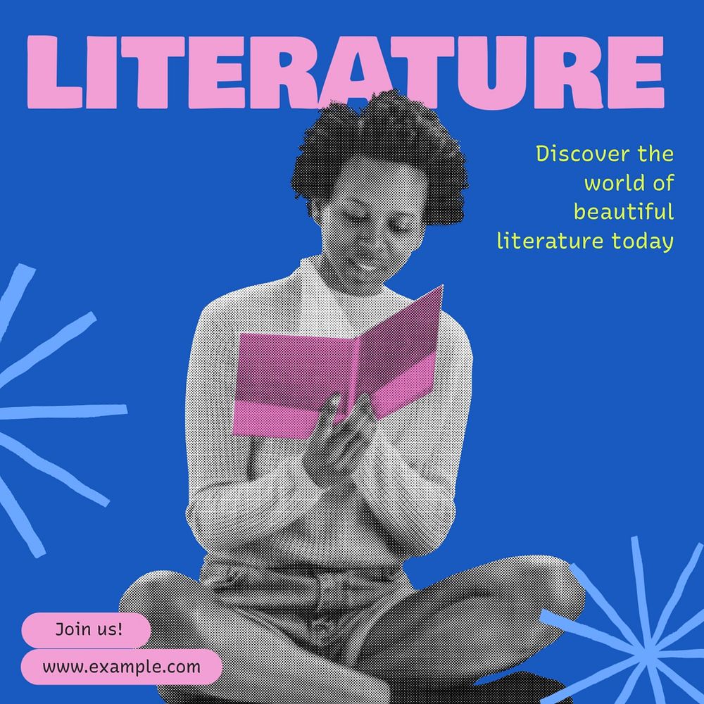 Literature Instagram post template, editable text