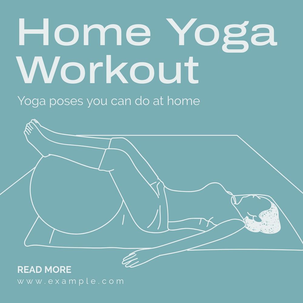 Home yoga workout Instagram post template, editable text