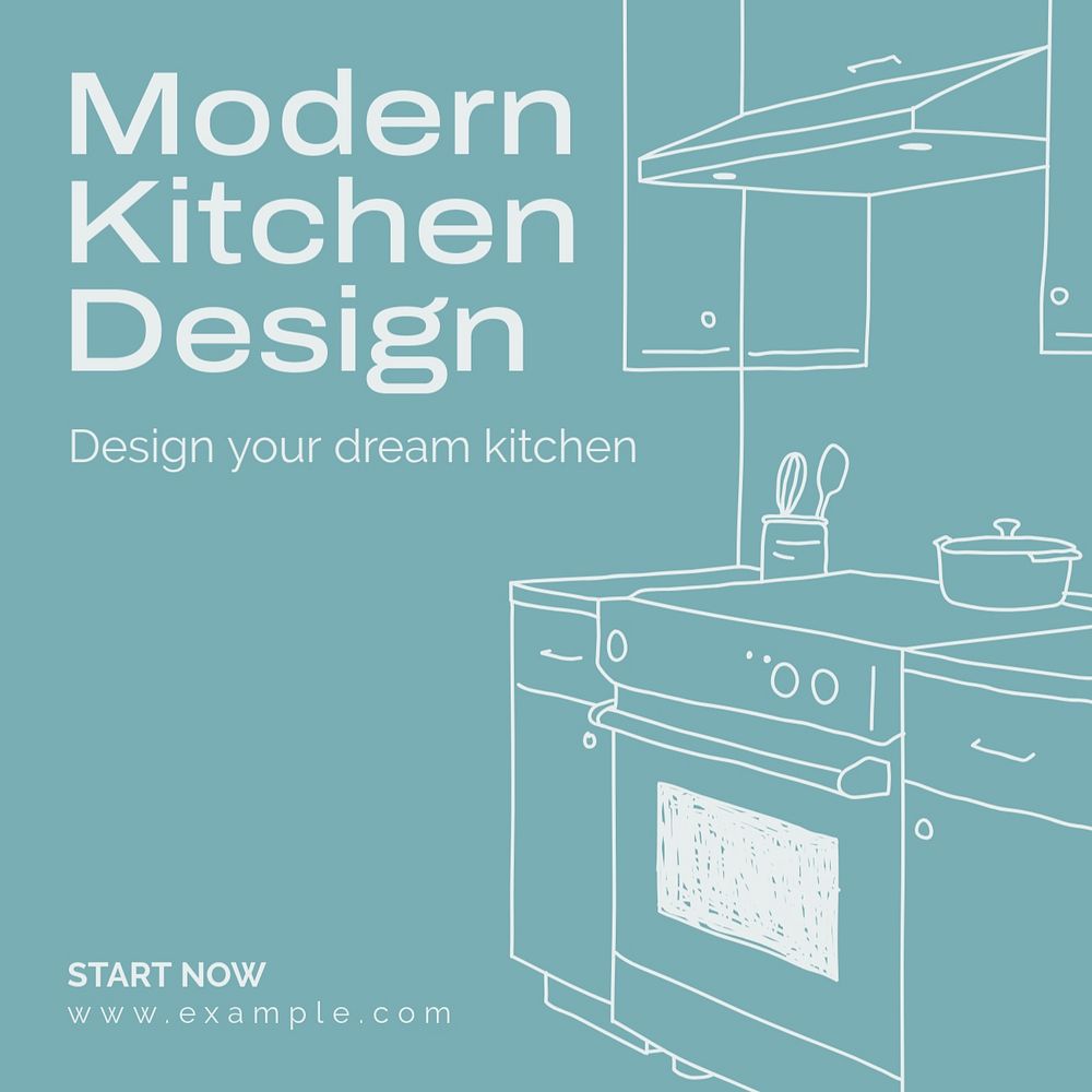 Modern kitchen design Instagram post template, editable text