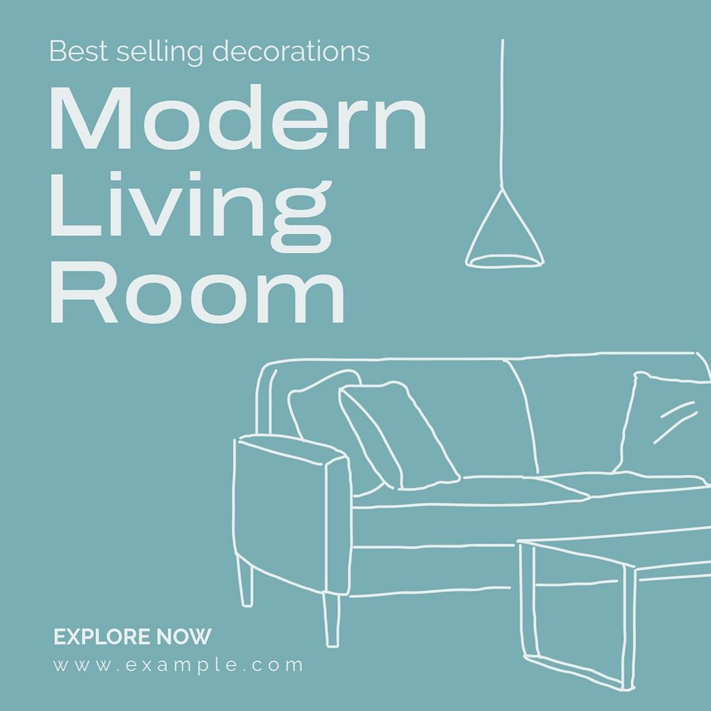 Modern living room Instagram post template, editable text