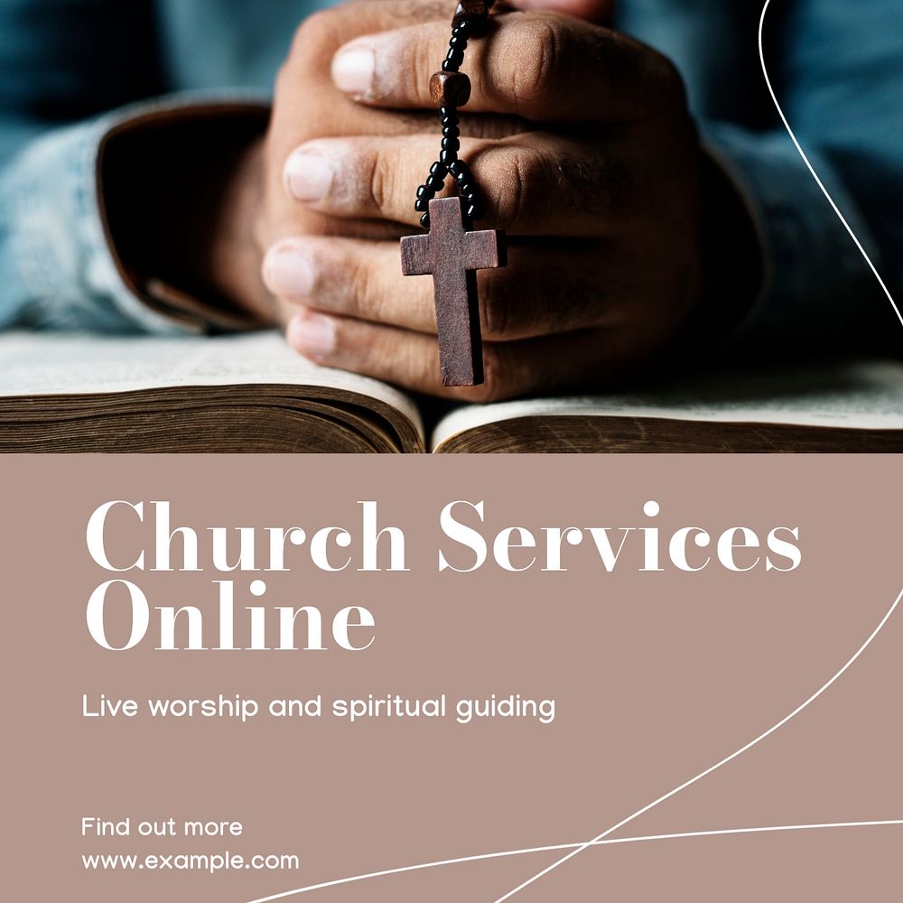 Church services online Instagram post template, editable text