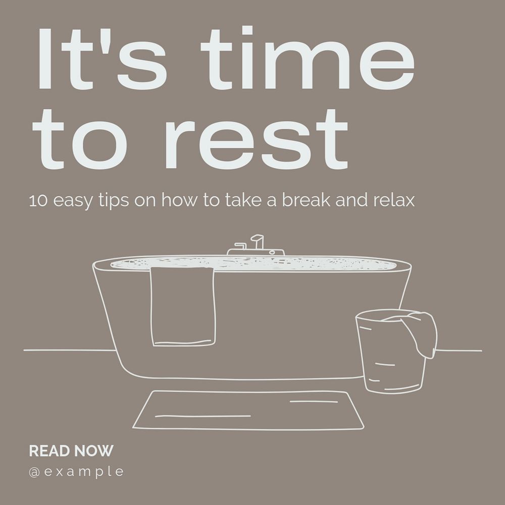 Rest & relax Instagram post template, editable text