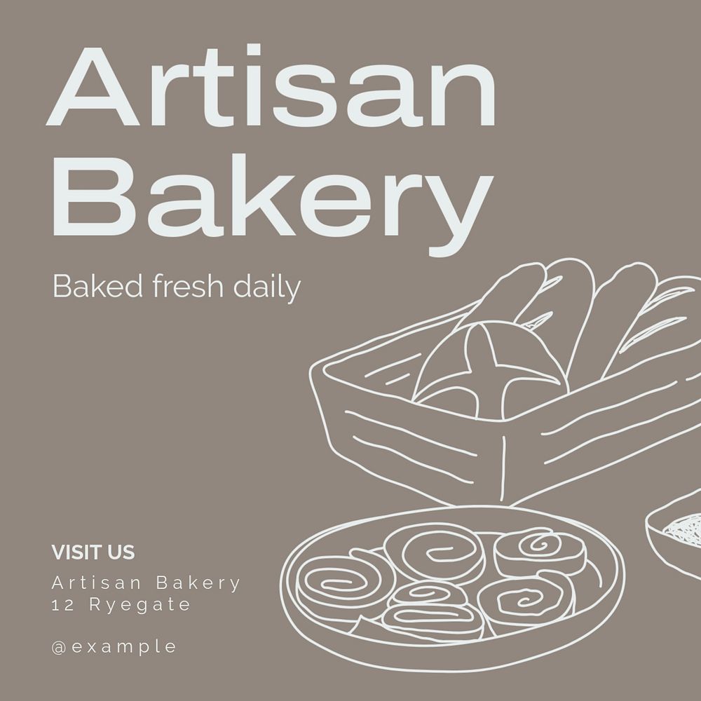 Artisan bakery Instagram post template, editable text