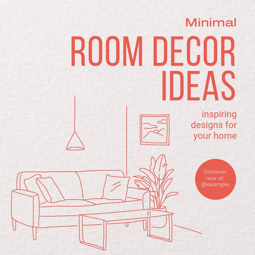 Minimal room decor Instagram post template, editable text