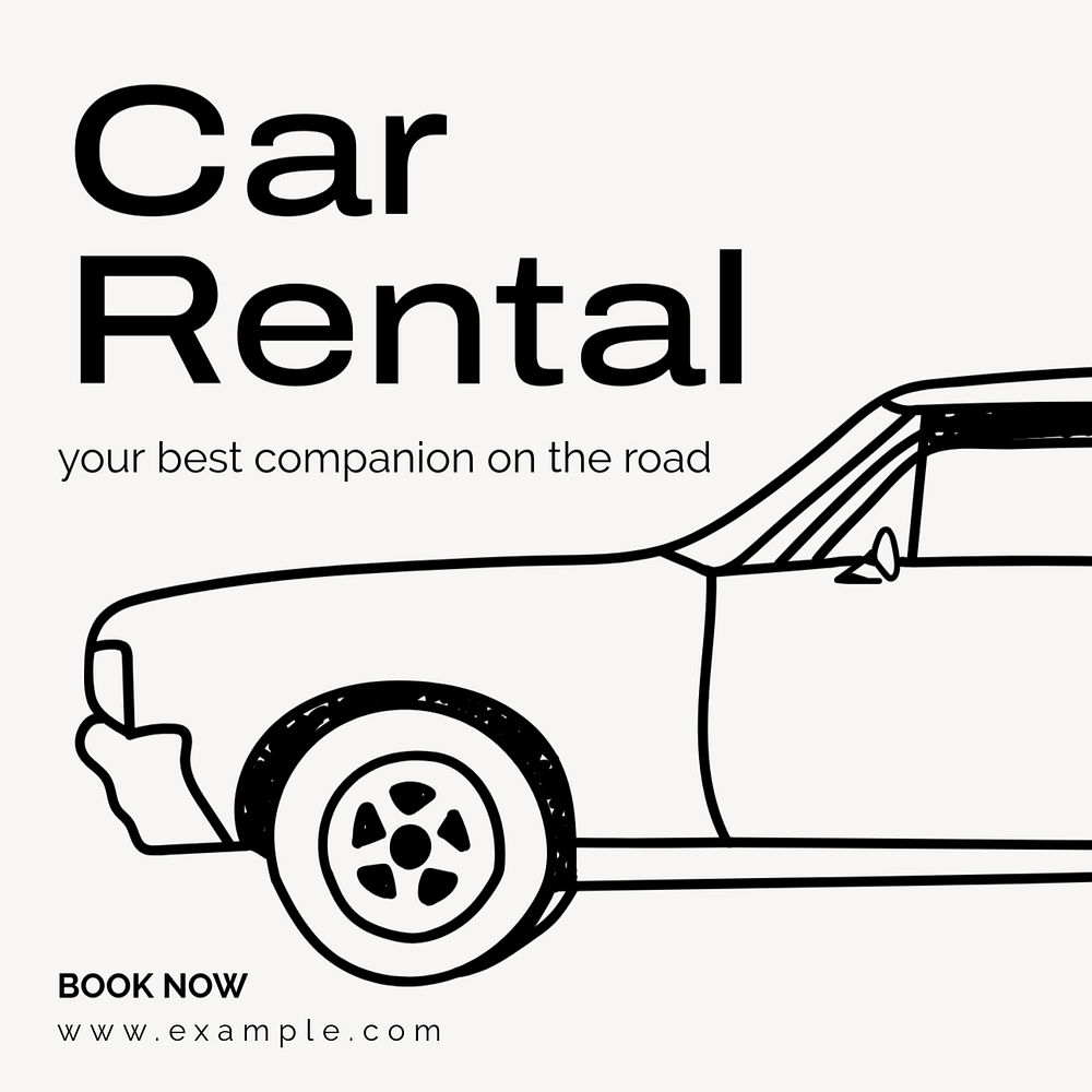 Car rental Instagram post template, editable text