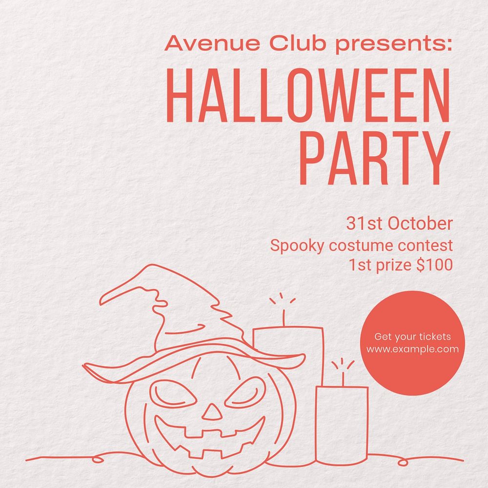 Halloween party Instagram post template, editable text