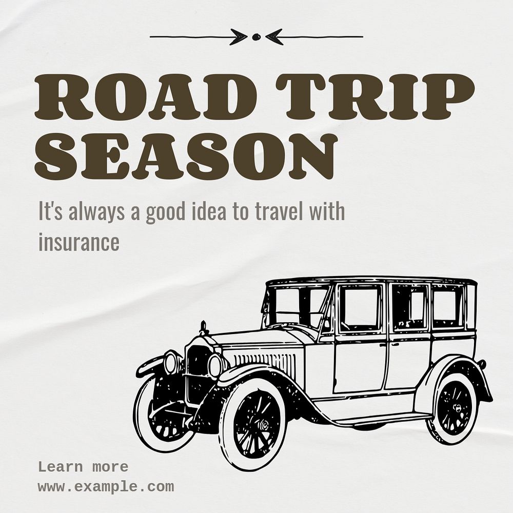 Road trip insurance Instagram post template, editable text