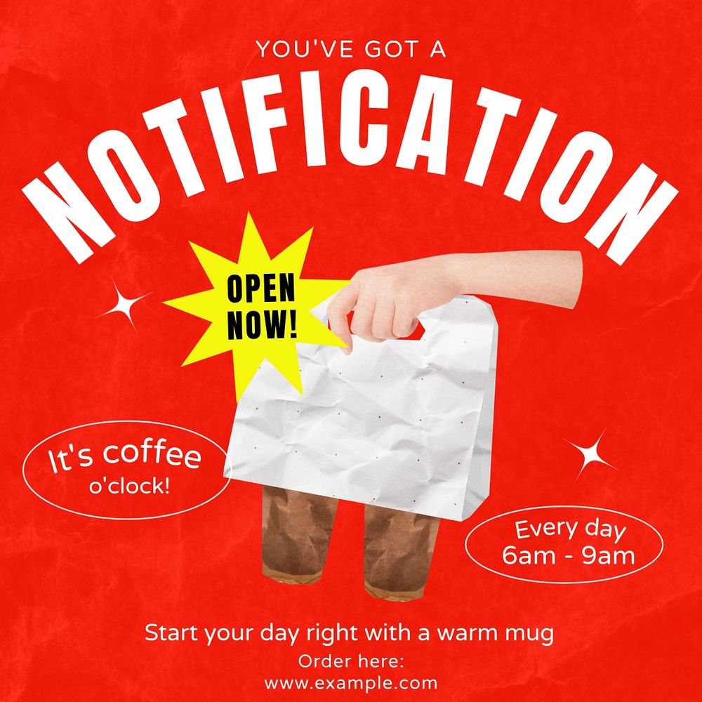 Notification Instagram post template, editable text