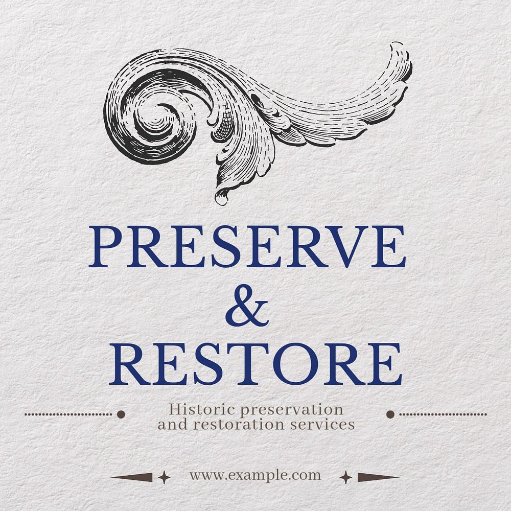 Preservation restoration services Instagram post template, editable text