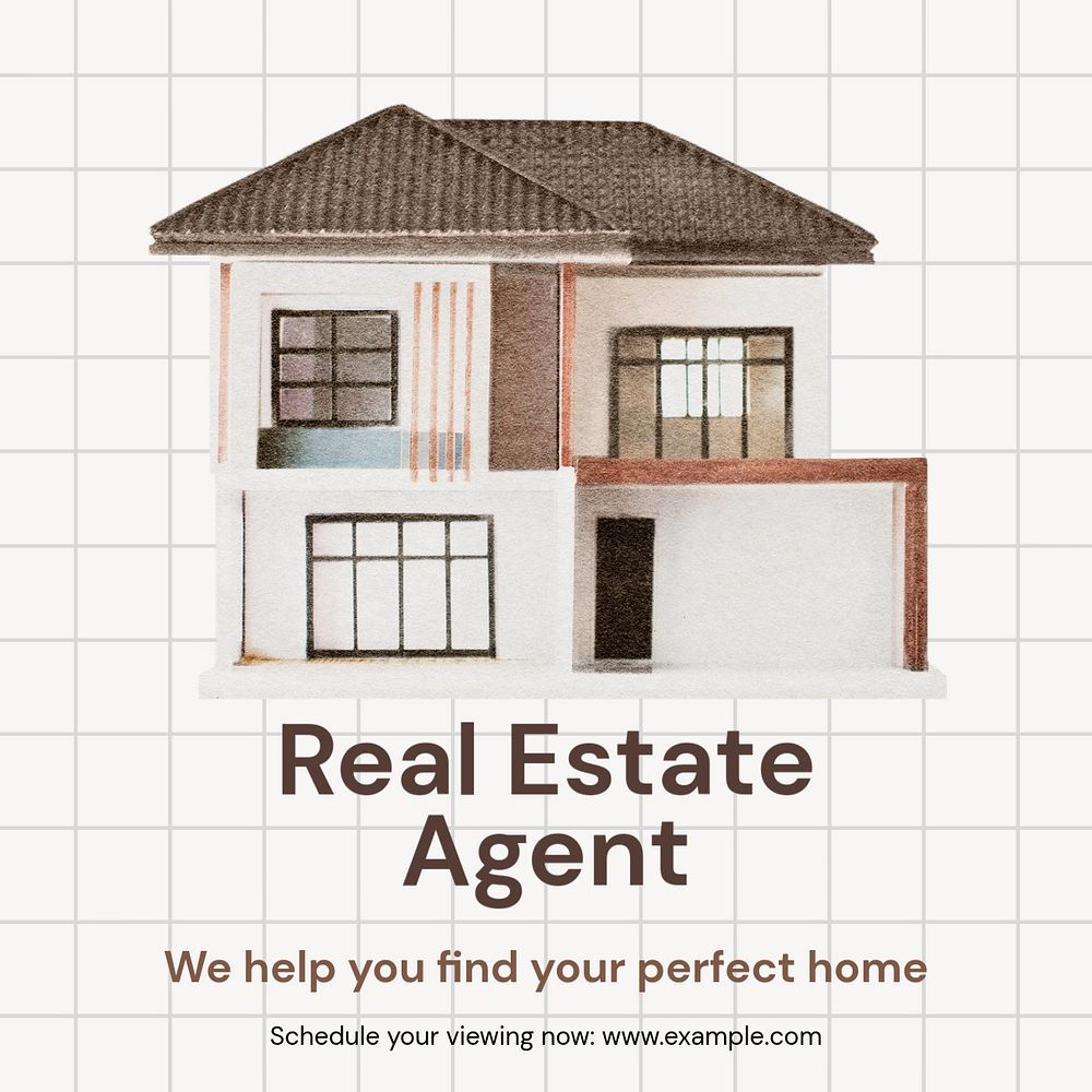 Real estate agent Instagram post template, editable text