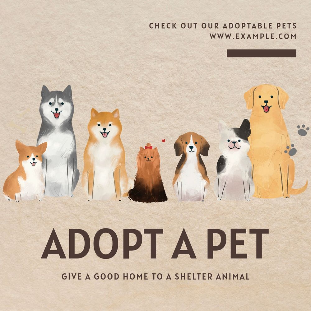 Adopt a pet Instagram post template, editable text