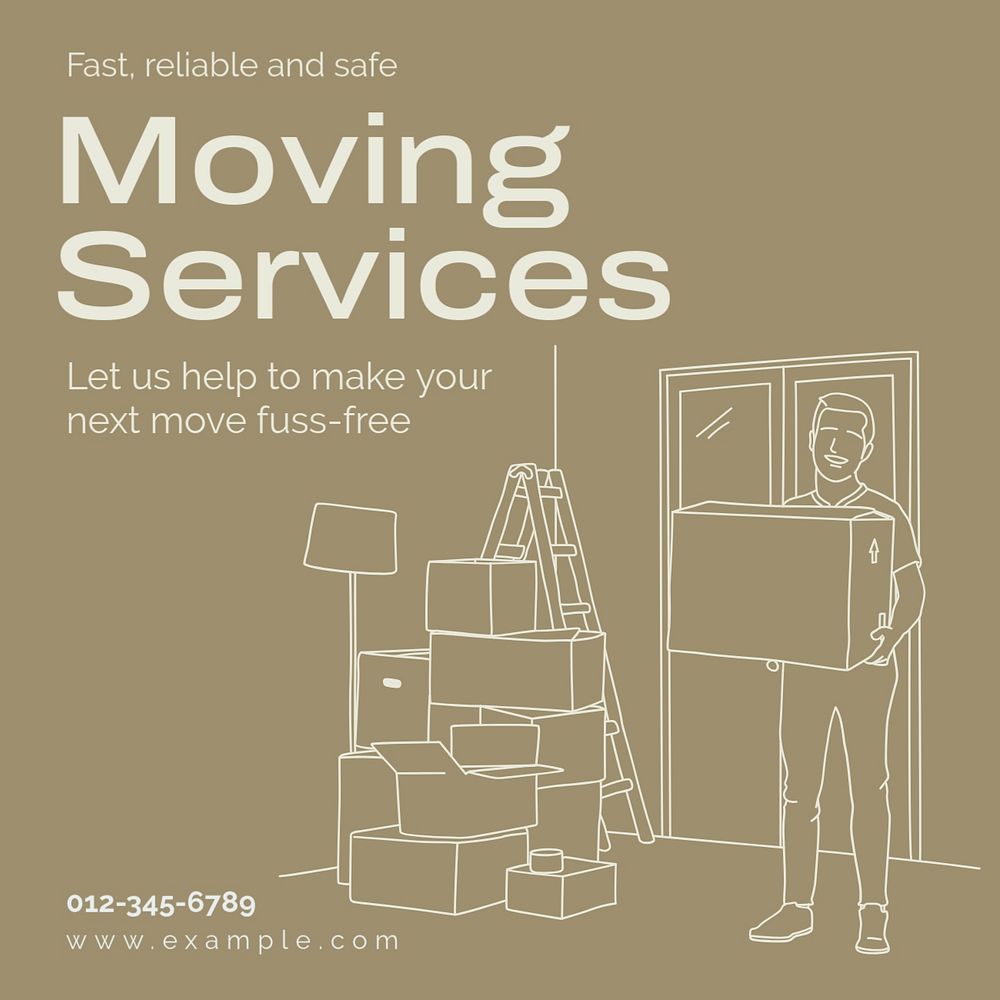 Moving services Instagram post template, editable text