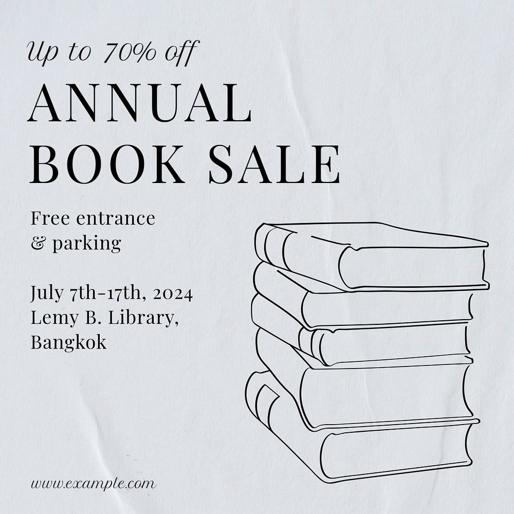 Annual book sale Instagram post template, editable text