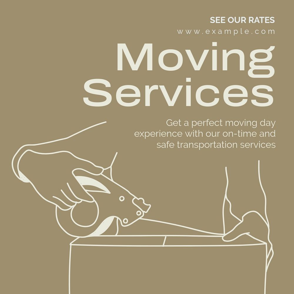 Moving services Instagram post template, editable text