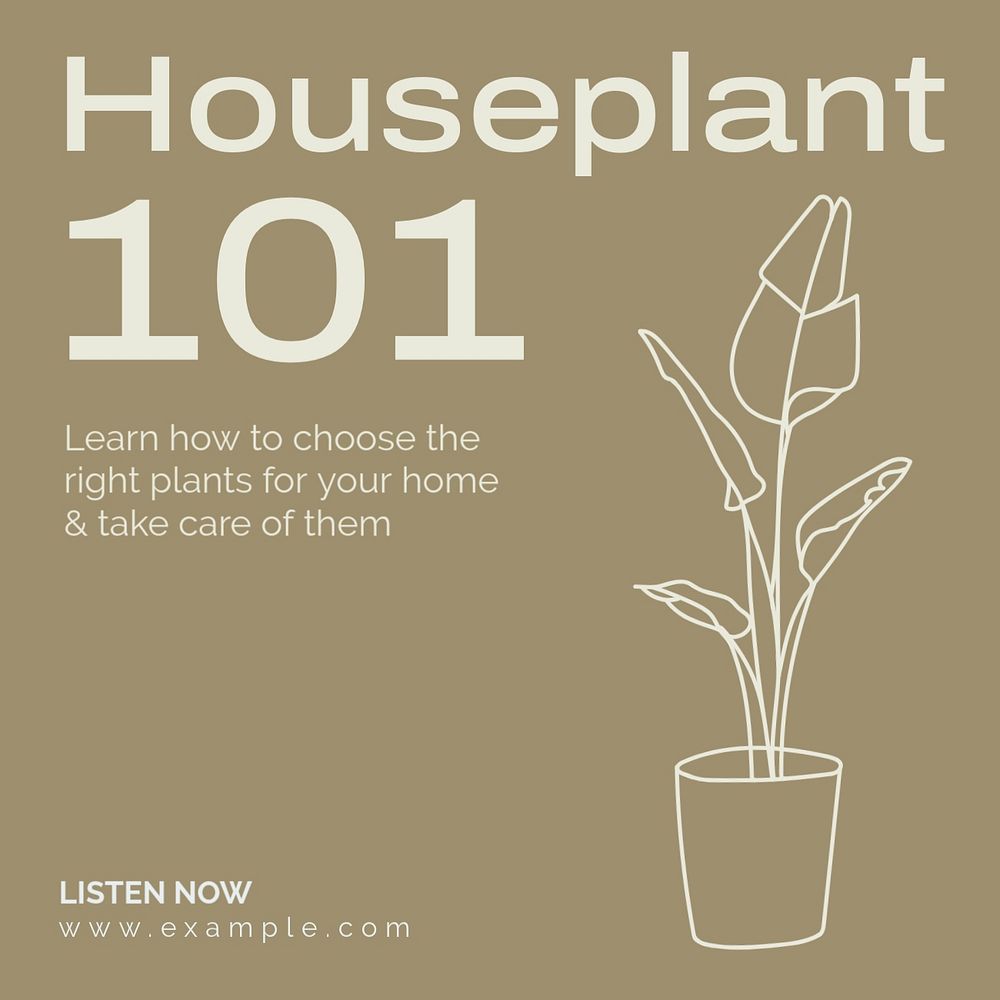 Houseplant podcast Instagram post template, editable text