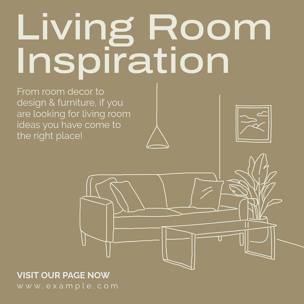 Living room inspiration Instagram post template, editable text